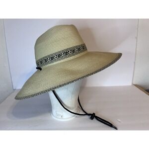 Peter Grimm Straw Sun Hat Wide Brim Floppy Beach Travel Womens Beige One Size